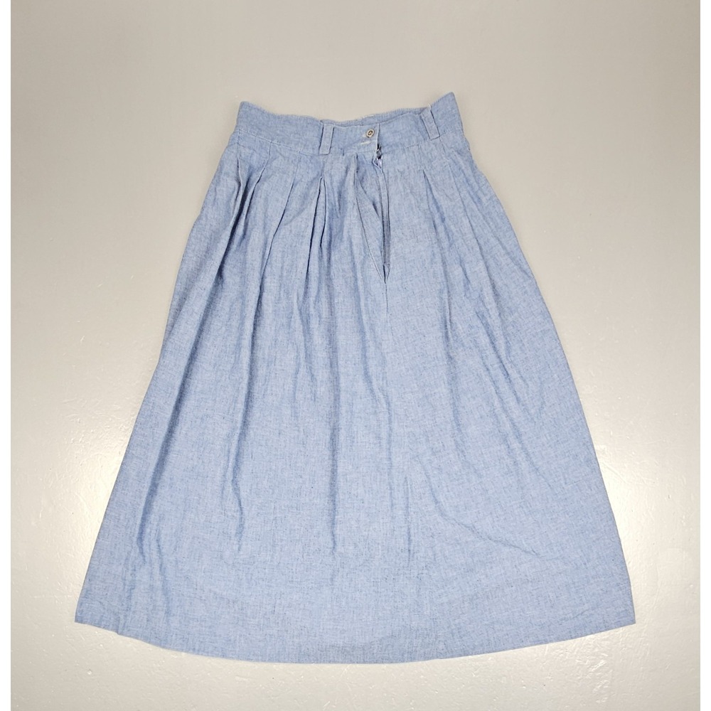 Vintage Jos A Bank Skirt Womens 10 Denim Pleated A Line‎ Pockets Made In USA